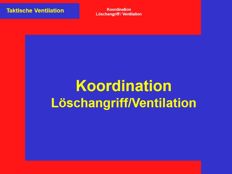 Taktische Ventilation Koordination Löschangriff / Ventilation